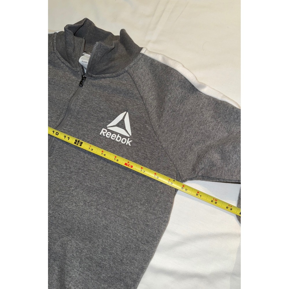 Reebok Women Gray Quarter Zip Sweatshirt Mock Neck Logo Athletic Size S - Picture 3 of 5